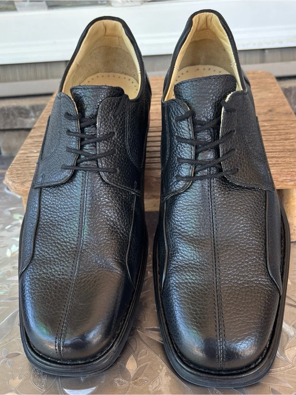 Belvedere Men’s Black Leather Lace-Up Derby Shoes 10 EEE